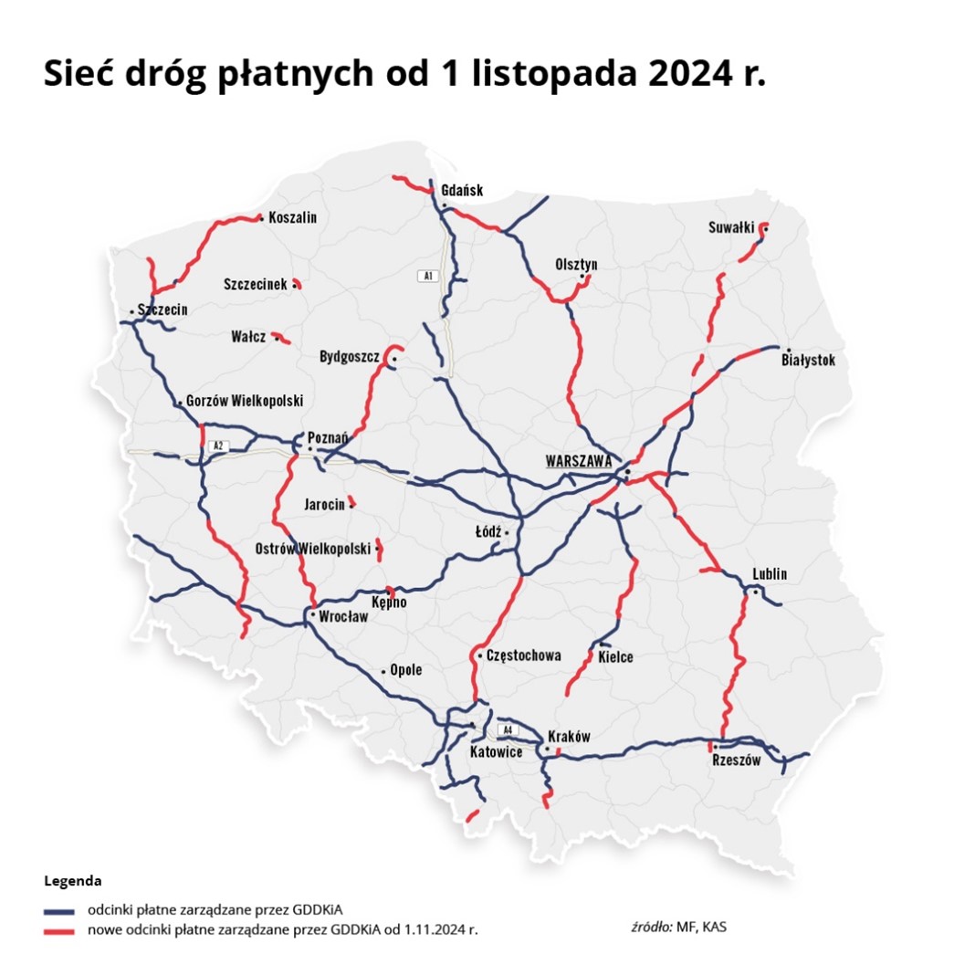 Sieć dróg płatnych od 1 listopada